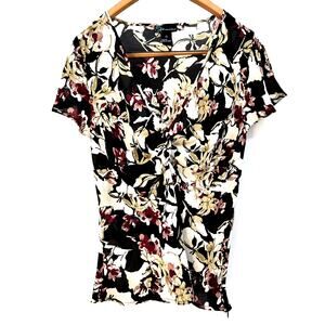 y2k 00s flowy moody artsy romantic whimsigoth feminine Floral draped top sz 16